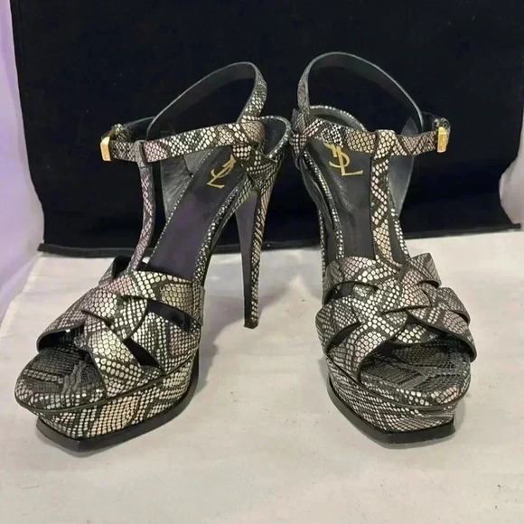 Yves Saint Laurent Tribute Python Print Platforms Size 38.5 - Picture 2 of 7